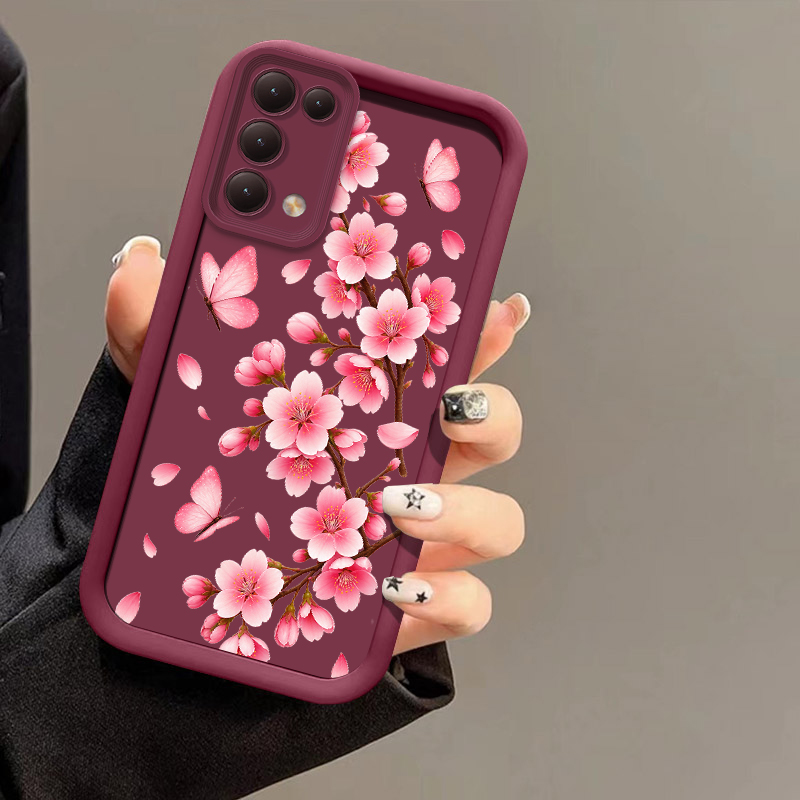 Realme Note 50 - Pink Flower Print Phone Case For